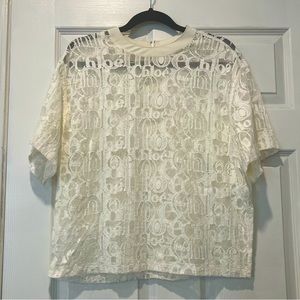 NWT Chloe Logo Lace Top